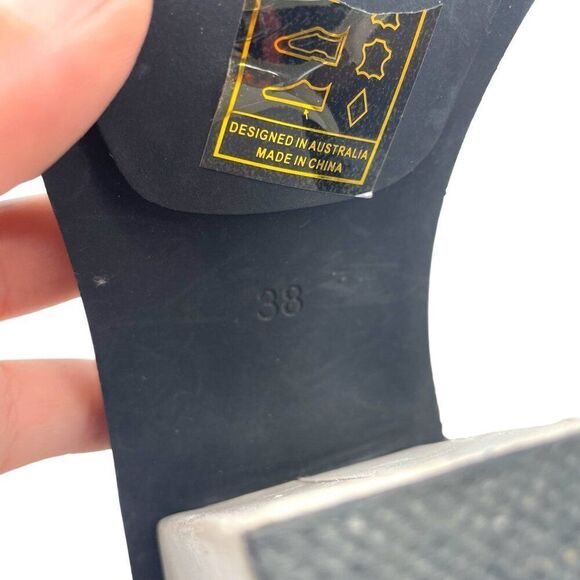 SOL SANA Oscar Leather Triangle Shaped Block Heel Sandals Sz 38 REVOLVE Strappy - Picture 10 of 11